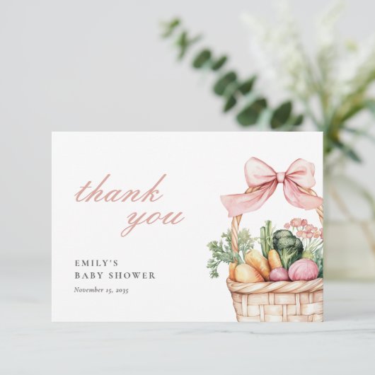 Grosse Bauern Markt Girl Baby Dusche Dankeskarte (Stehend Vorderseite)