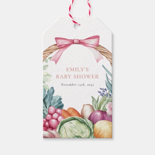 Grosse Bauern Markt Girl Baby Dusche Geschenkanhänger (Vorderseite)