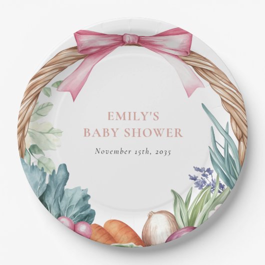 Grosse Bauern Markt Girl Baby Dusche Pappteller (Vorderseite)