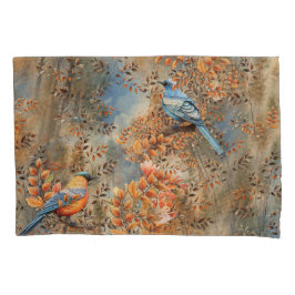 Große Bäume, die Blätter des Herbstes und Blauwild Kissenbezug