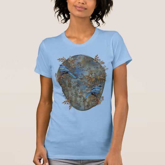 Große Bäume, die Blätter des Herbstes und Blauwild T-Shirt (Vorderseite)