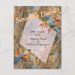 Große Bäume, Herbstblätter & Bluebirds. Ankündigungspostkarte