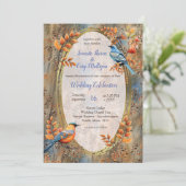 Große Bäume, Herbstblätter & Bluebirds. Einladung (Stehend Vorderseite)