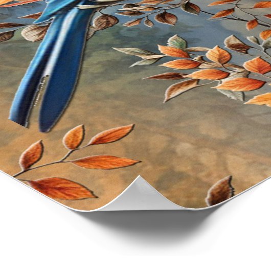 Große Bäume, Herbstblätter & Bluebirds. Poster (Ecke)