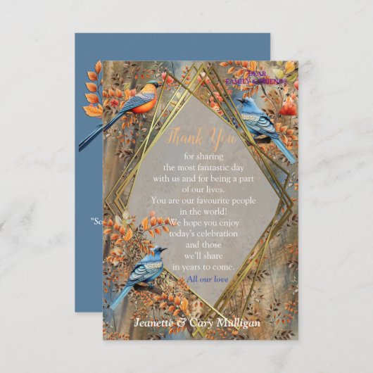 Große Bäume, Herbstblätter & Bluebirds. RSVP Karte (Vorne/Hinten)