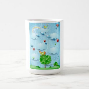 Große Bäume und fliegende Fische Kaffeetasse