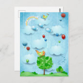 Große Bäume und fliegende Fische Postkarte (Vorne/Hinten)