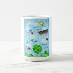 Große Bäume und fliegende Vögel Kaffeetasse