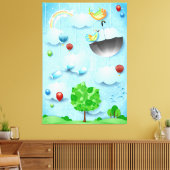 Große Bäume und fliegende Vögel Leinwanddruck (Insitu (Wohnzimmer))