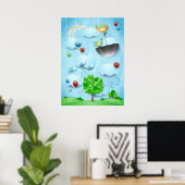 Große Bäume und fliegende Vögel Poster (Heimbüro)