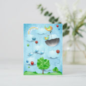 Große Bäume und fliegende Vögel Postkarte (Stehend Vorderseite)