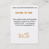 Große Baumstamm Sepiaphotographie für Natur Visitenkarte (Rückseite)