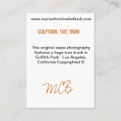 Große Baumstamm Sepiaphotographie für Natur Visitenkarte (Rückseite)