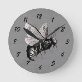 Große beängstigende Bienen-Schwarz-weiße Runde Wanduhr (Vorderseite)