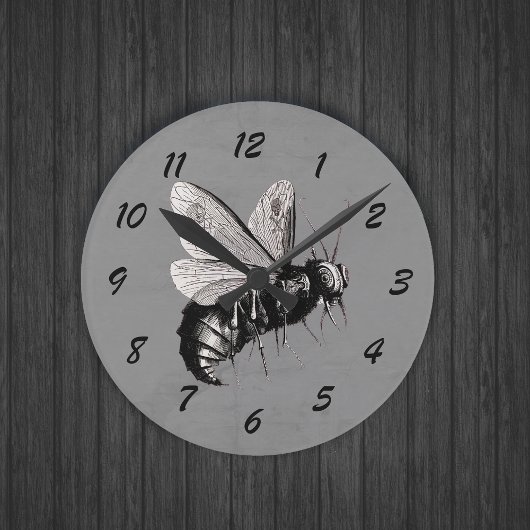 Große beängstigende Bienen-Schwarz-weiße Runde Wanduhr