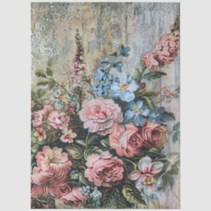 Große beängstigende Vintage Blumendekoupage Seidenpapier