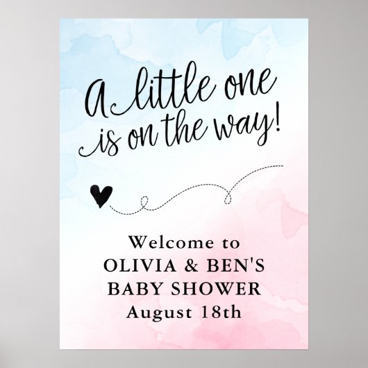 Große Begrüßungsmarke Pink & Blue Baby Dusche Poster (Vorne)