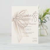 Große Beige Bow Boho Sweet 16 Einladung (Stehend Vorderseite)