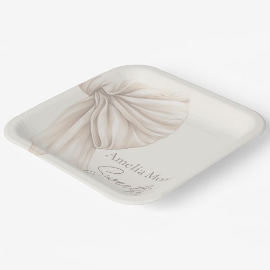 Große Beige Bow Boho Sweet 16 Pappteller (Gewinkelt)