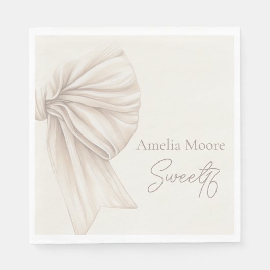 Große Beige Bow Boho Sweet 16 Serviette (Vorderseite)