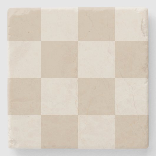Große beige Schachbrett Steinuntersetzer (Vorderseite)