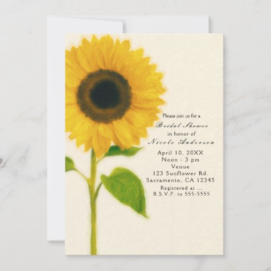 Grosse bemalte Sonnenblume Rustikale Einladungen (Vorderseite)