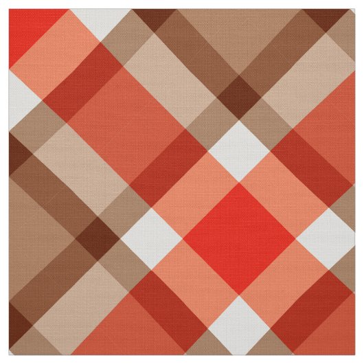Große Bias Kariert, Coral Orange, Brown & Tan Stoff (Muster)