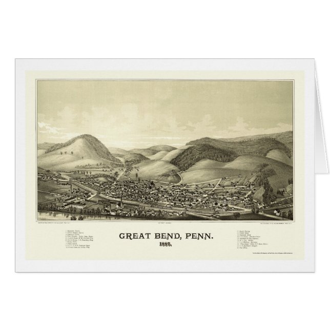 Große Biegung, panoramische Karte PAs - 1887 (Vorderseite (Horizontal))