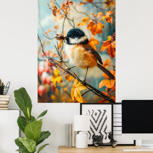 Große Bindung mit Raupen im Herbst Bush Poster (Heimbüro)