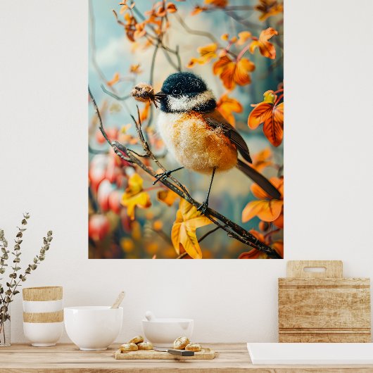 Große Bindung mit Raupen im Herbst Bush Poster (Küche)