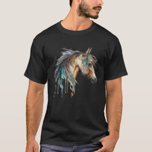 Große Bio Natur farbenfroh Boho Horse Boho Deko T-Shirt
