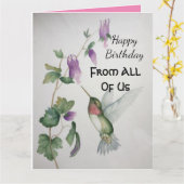 Große Birthday Hummingbird von uns allen Karte (Gelbe Blume)