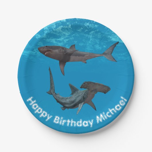 Große Birthday Party beim Weißen Hammerhead Pappteller (Vorderseite)