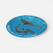 Große Birthday Party beim Weißen Hammerhead Pappteller (Schrägansicht)