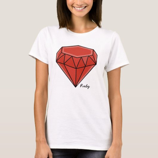 Große Birthstone Reihe - Rubin T-Shirt (Vorderseite)