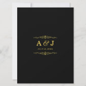 Große Black Gold Chevrons Diamond Bow Wedding Einladung (Rückseite)