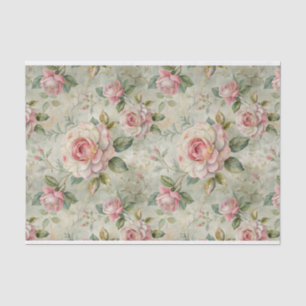 Große blassrosa Rosen auf hellgrünem Hintergrund Seidenpapier