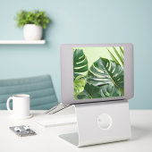 Große Blätter mit Textfläche Aufkleber (Laptop auf Schreibtisch)