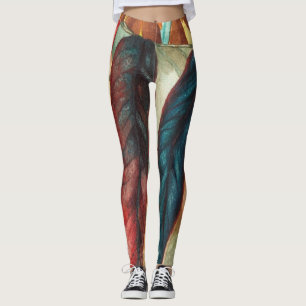 große Blattformen in zeitgenössischen Herbstfarb Leggings