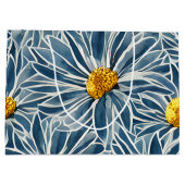 Große blau-gelbe Blumen Nahtloses Muster Geschenktüte (Rückseite)