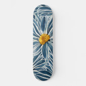 Große blau-gelbe Blumen Nahtloses Muster Skateboard (Vorderseite)