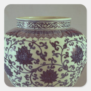 Große blau-weiße Mingvase Quadratischer Aufkleber