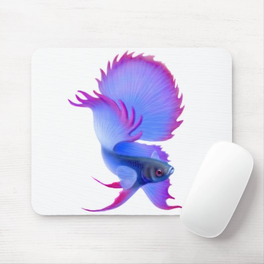 Große blaue Betta Fische Mousepad (Mit Mouse)