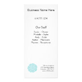 Große blaue Blume hält Gestell-Karte instand Werbekarte (Hinten)