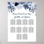 Große blaue Blütenblätter mit 10 Tischen Poster (Vorne)