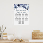 Große blaue Blütenblätter mit 10 Tischen Poster (Küche)