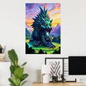 Große blaue Fantasiewesen | AI Art Poster (Heimbüro)