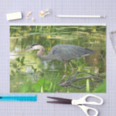 Große Blaue Herde im Teich grün Seidenpapier (Handwerk)