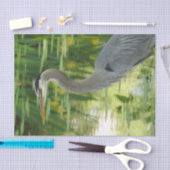 Große Blaue Herde im Teich - Grünbuch Seidenpapier (Handwerk)