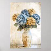 Große blaue Hortensienblüten Poster (Vorne)